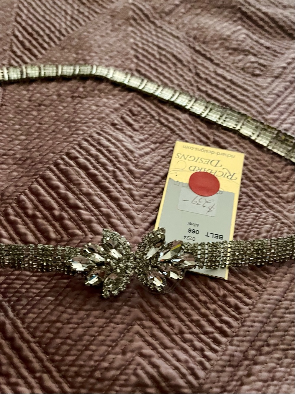 Silver Crystal Bridal Belt with Leaf Motif Accent - Picture 5 of 7